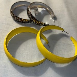 Hoop large earring yellow black @ gold Lg